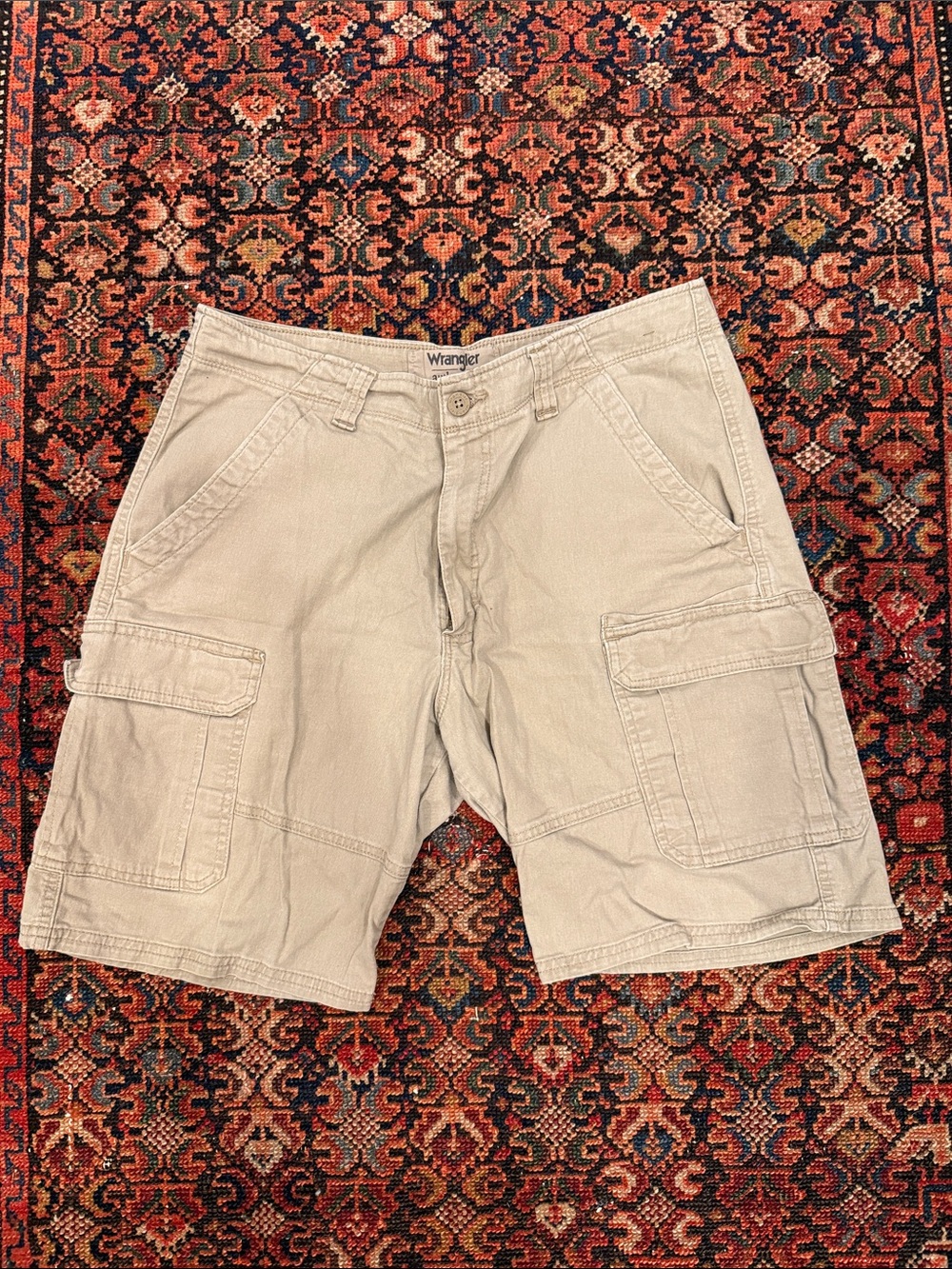 Wrangler Men’s Khaki Cargo Shorts - Multi Pocket Utility Style